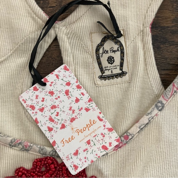 Free People Tibetan Garden Cami Babydoll Tank NWT Sz L Cream - Picture 7 of 9